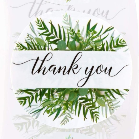 100 THANK YOU Stickers Greenery Botanical Design 2" - Picture 2 of 8